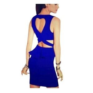 Material Girl Dress Blue Heart cocktail Size S